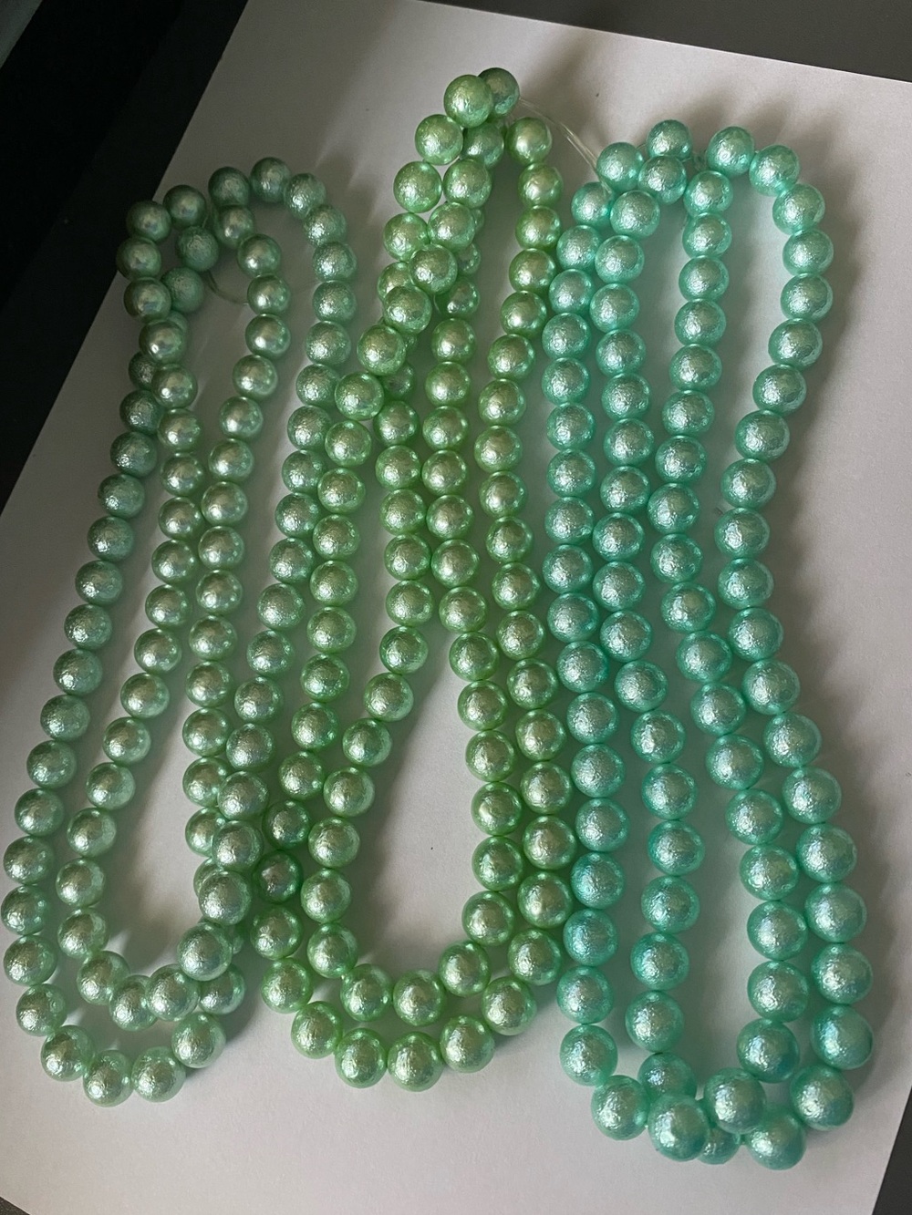 Pearlescent Bead Lot Faux Pearl Beads in Mint, Peach & Champagne - Picture 2 of 10